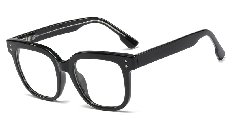 black with clear Peekaboo квадратные очки с заклепками, женские очки из ацетата, прозрачные розовые tr90 очки по рецепту, мужские прозрачные линзы, аксессуары - Цвет оправы: black with clear