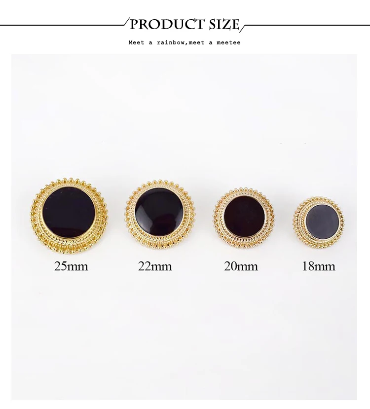 50pcs 15/18/20/23mm Scrapbooking Botones Decorative Button For Women Jacket Black Metal Button Fashion Coat Accessories D4-8