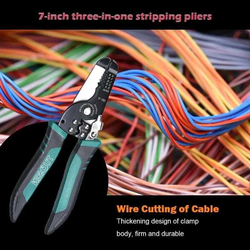 

TUOSEN Spring Cable Stripping Scissors Wire Cutter Clamping Pliers Hand Tool Rust-proof and Corrosion-resistant