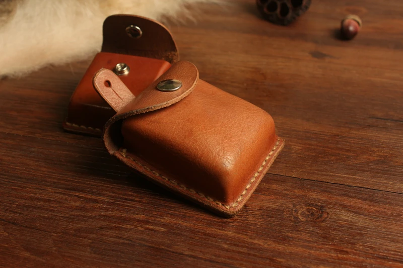 1970s ручной работы бумажник feng jing he Zero из воловьей кожи Zippo легкий кожаный чехол с компасом кожаная коробка