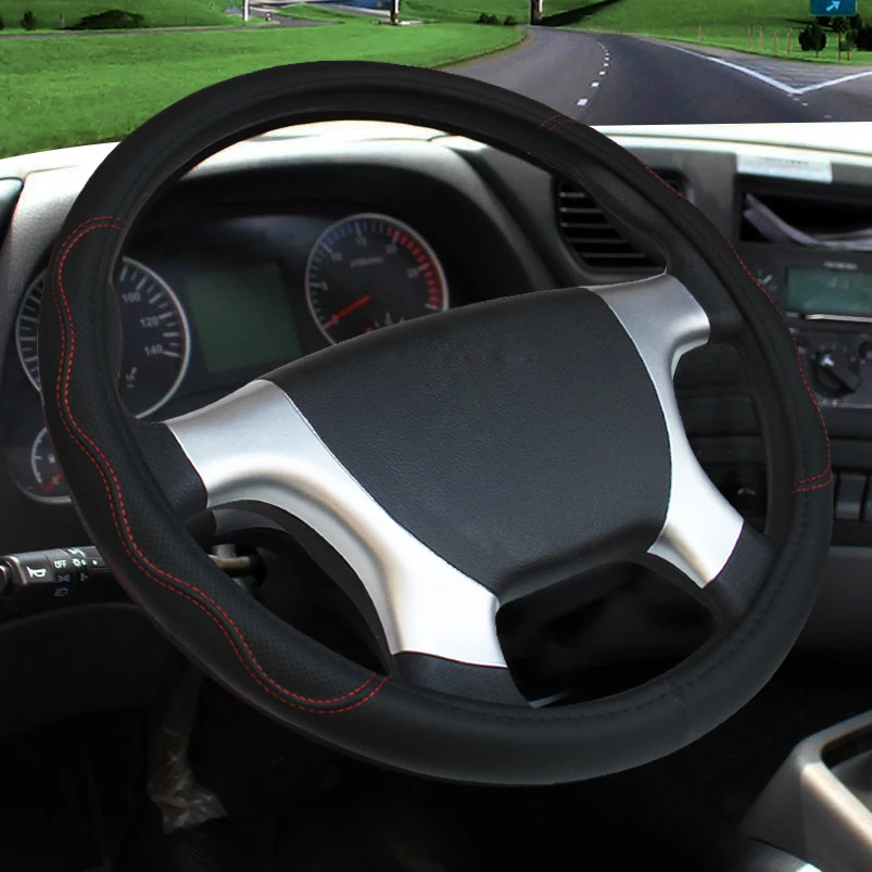 Steering Wheel Cover Car Truck PU Leather Embossed For Auto 36 38 40 42 45 47 50CM 7 Sizes