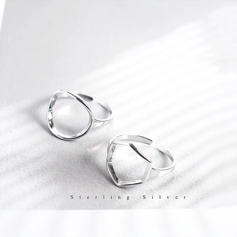 

ZOBEI Minimalist Irregular 925 Sterling Silver Opening Rings for Couple Forever Women Party JewelryAntique Rings Anillos