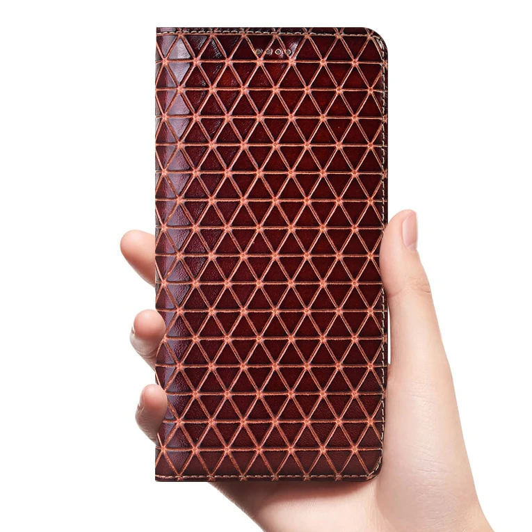 

Grid Genuine Leather Flip Case For Xiaomi Mi Max Mix Note 2 3 2S Pocophone Poco F1 F2 Pro Cell Phone Cover Cases Wallet