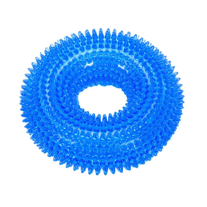 Blue 4 цвета пищащие жевательные игрушки для домашних животных для Золотого ретривера большие собаки обучение чистые зубы шип круг кольцо звуковая игрушка для собаки Интерактивная - Цвет: Blue