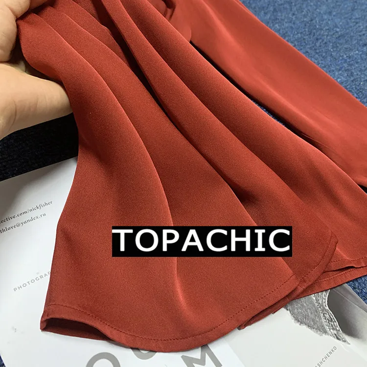 12,18 Женская шелковая рубашка, новая мода, отложной воротник, закрытая пуговица, карман, украшение, длинный рукав, темпераментная блузка
