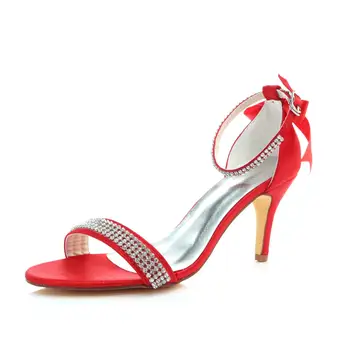 

Ankle Strap Satin Red Riband Wedding Sandal Evening Dreesses Pumps