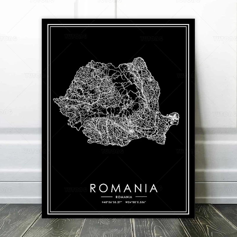 Custom Map Wallmap Green space Night Cluj-Napoca City Map Print Poster Street Art Gift Fast free shipping Rumania Large Size