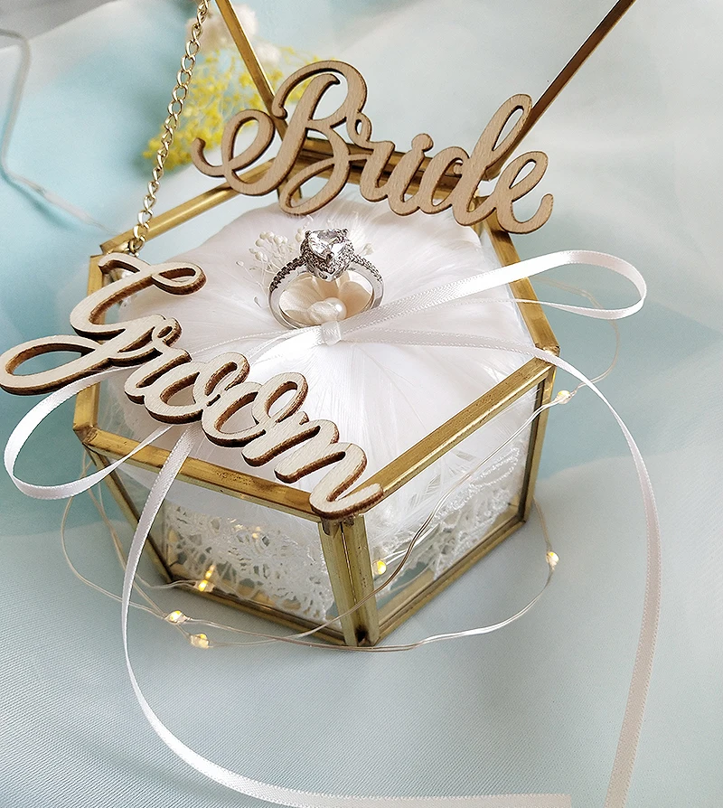 Свадебные подушечки для обручальных колец, стеклянная коробка для свадебных колец, белое кольцо женское подушку для носителя, цветок, девушка, свадебное кольцо, коробка, стекло