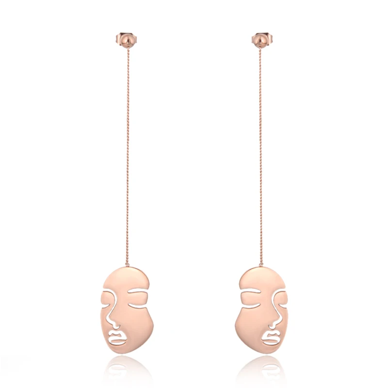 

Unique Design Abstract Stylish Hollow Out Face Dangle Earrings Girls Statement Drop Earrings Statement Earrings