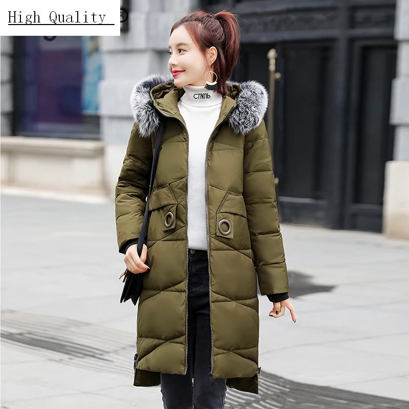 

Thick Warm Winter Women's Down Jacket Female Brand Clothes 2020 Korean 90% Duck Down Coat Realfox Fur Hooded Hiver 2027-2