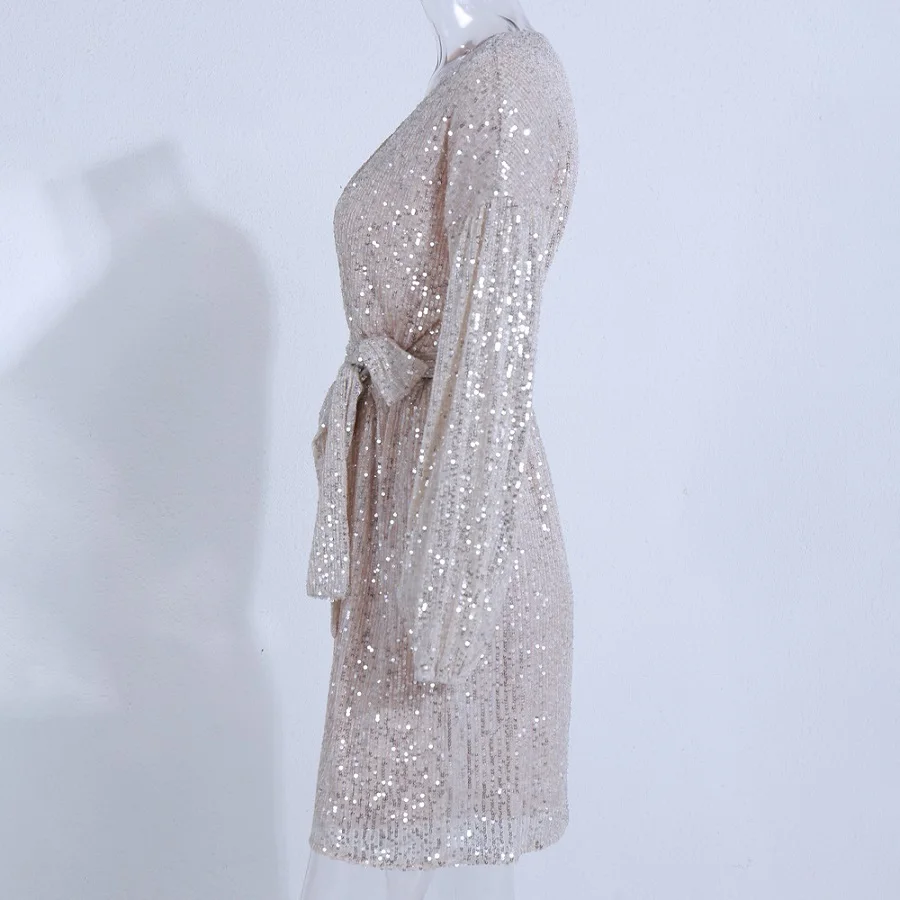 V-Neck Sexy Dress Celebrity Fashion Night Club Wedding Party Dresses Women Mini Long Sleeve Autumn Dress Winter
