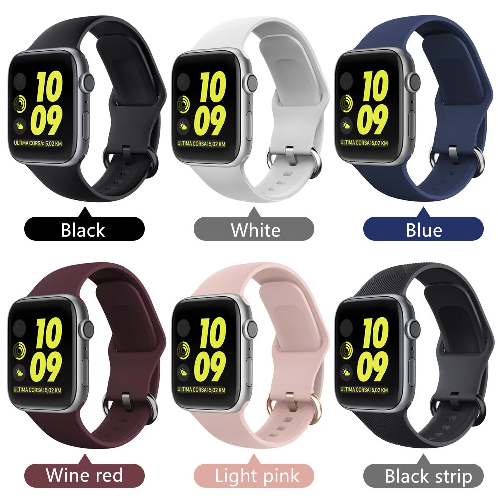 Спортивный ремешок для Apple watch 44 мм 40 мм iWatch 38 мм 42 мм жидкий силиконовый ремешок для часов Браслет Apple watch 5 4 3 2 1 44 40
