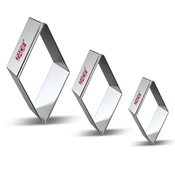 

ZADE Rhombus Cookie Cutters Set for Geometric - 3 Piece - Large/Medium/Small Fondant Cookie Cutters - Stainless Steel