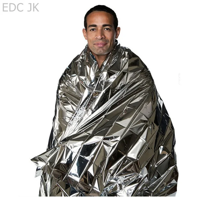 Outdoor Waterproof Life-saving Military Sos Emergency Blanket Survival Gear Rescue Insulation Curtain Blankets Silver 210*140CM Emergency Blanket