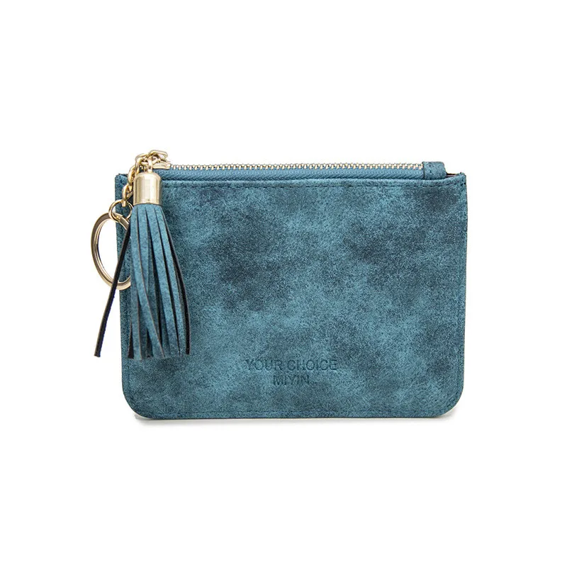 

Women's Purses Mini Short Coin bag Photo Holder Bus Card Students Kids Purse Square Solid Keychain Zipper Coin Wallet