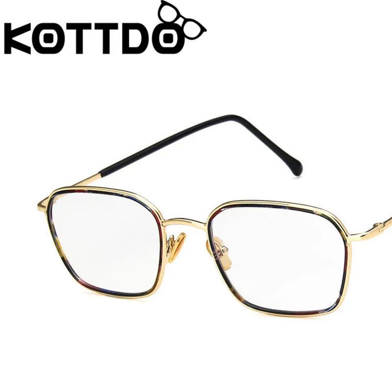 KOTTDO, классические квадратные оправы для очков для женщин, винтажные очки по рецепту, мужские Модные металлические оправы для очков