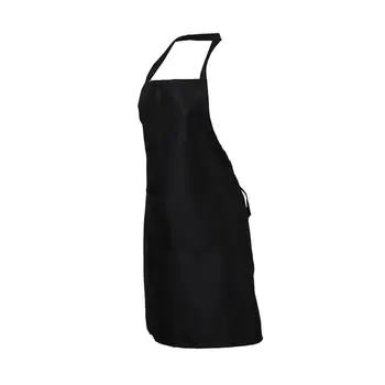 

2 Pockets Pure Color Neck Strap Bib Apron Waterproof Restaurant and Home Kitchen Apron 60x70cm (1pc Black)