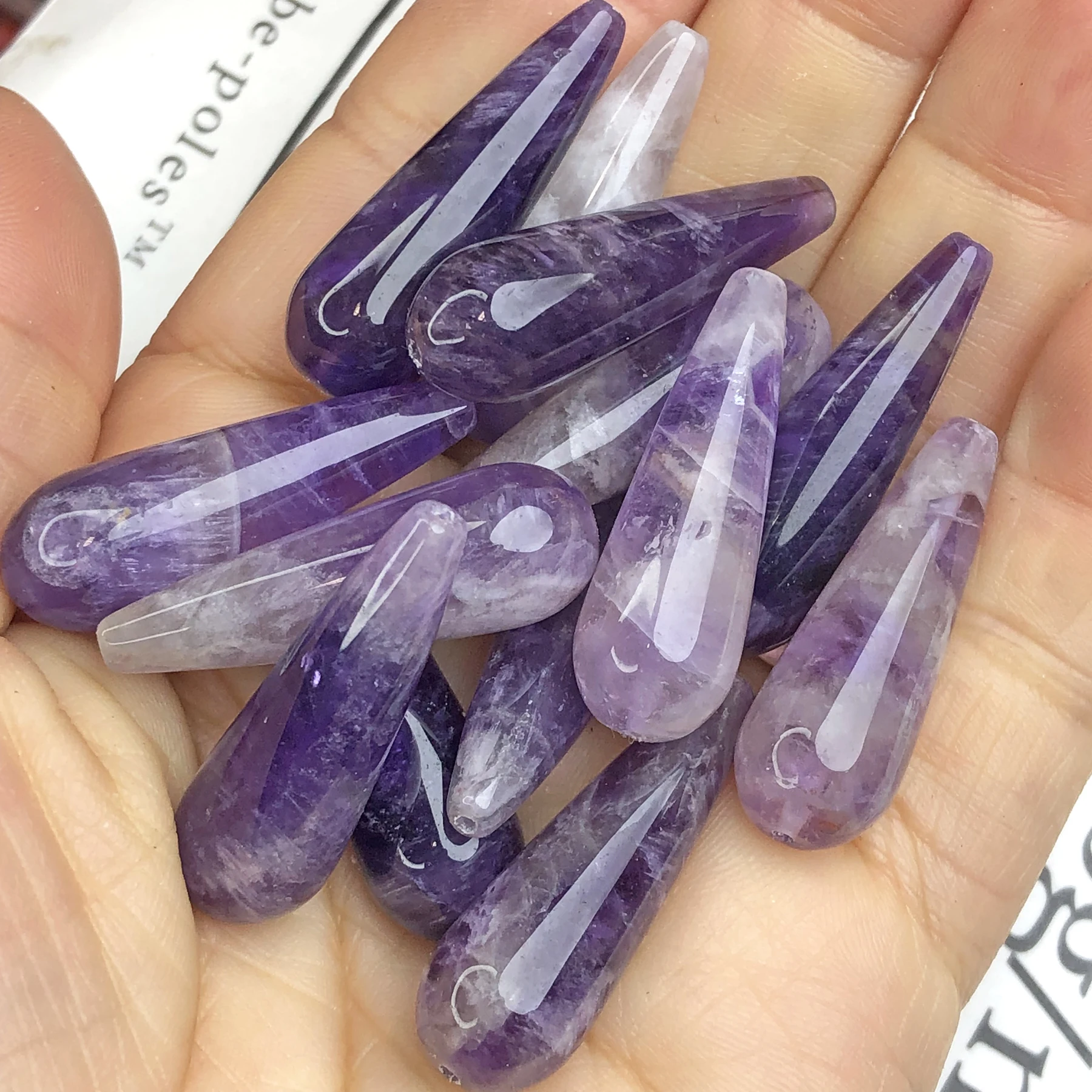 Бусина-разделитель из натурального фиолетового камня 100% аметиста 10 х30 мм |