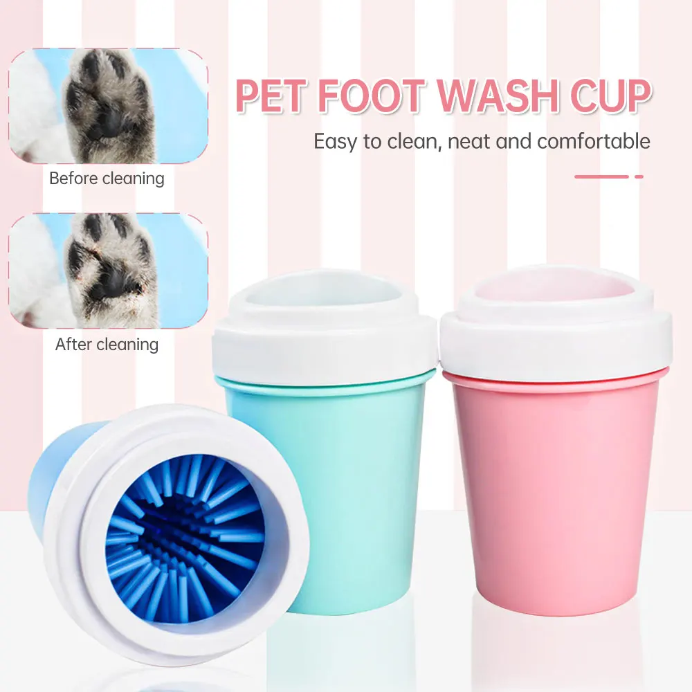 

Dog Paw Cleaner Cup Portable Pet Foot Washer Cup Paw Clean Brush Quickly Wash Tool Pet Cat Dirty Foot Mud Cleaning Bucket