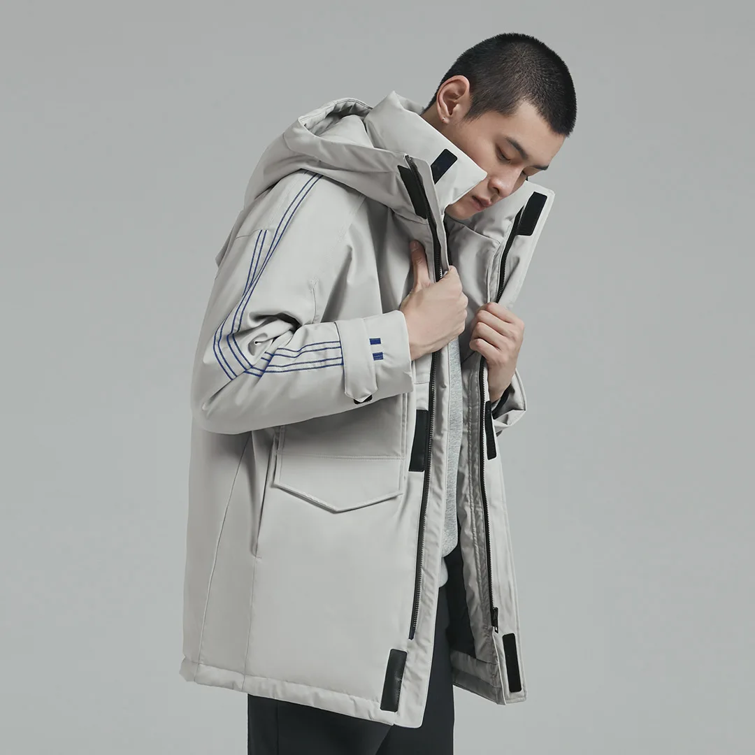 Xiaomi 90Fun, модная 3D вышивка, 90% утиный пух, куртка, Ipx4, водонепроницаемая, против сверления, ткань, с капюшоном, мужские пуховики, пальто