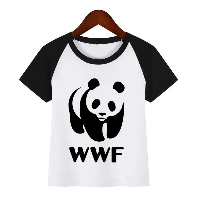 

Baby Funny Cartoon WWF Good WTF Panda Comedy Print T Shirt Kids Summer O-Neck Tops Little Girl Tshirt Casual Children Clothing