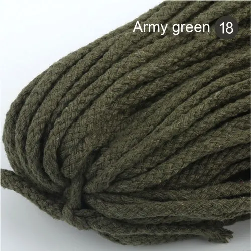 5M Army green 5 м/лот, 5 мм, толстый цветной декоративный витой шнур, чистый белый, красный, розовый, зеленый, черный, вязаный шнур, Котон, декоративная веревка - Цвет: 5M Army green