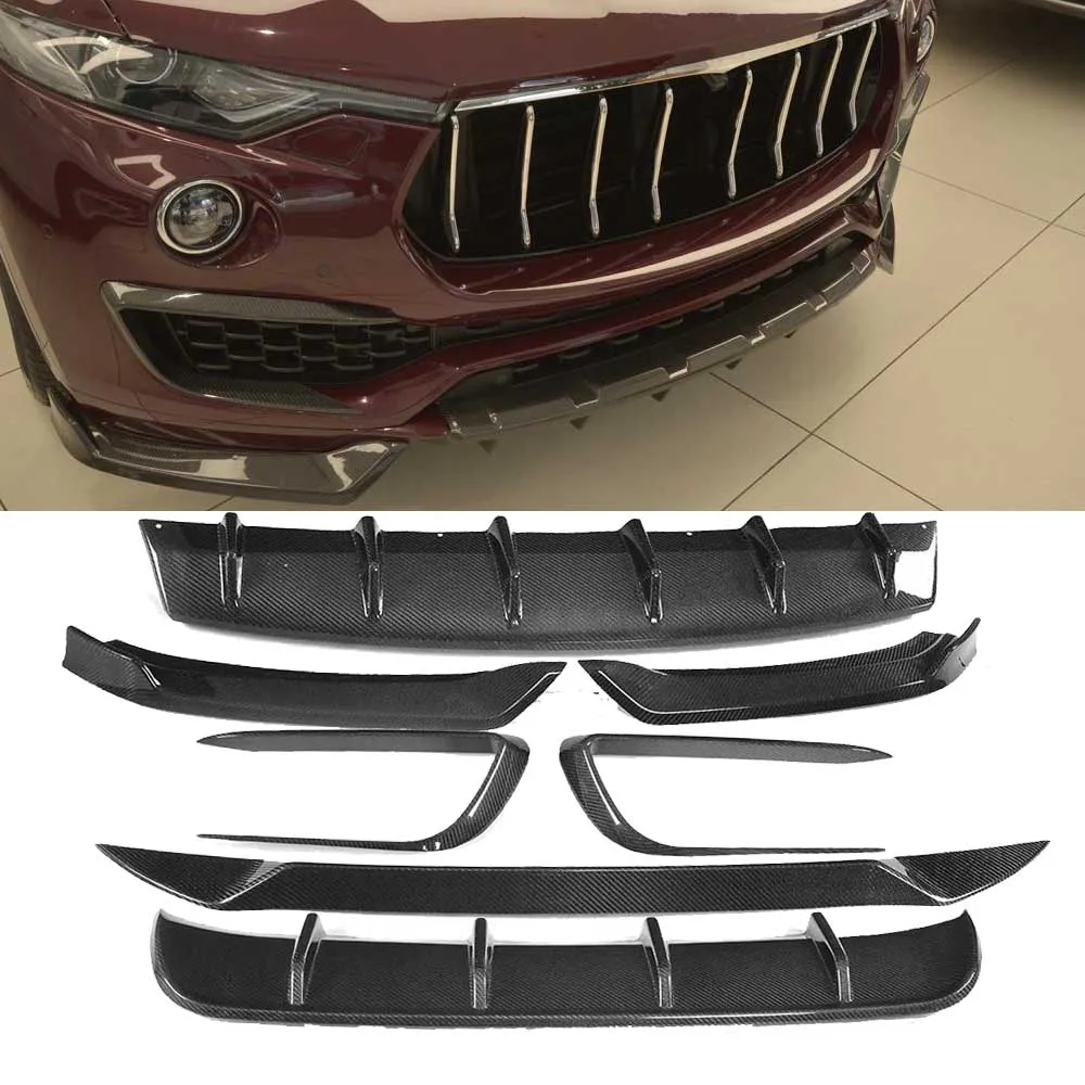 

Комплект для корпуса из углеродного волокна для Maserati Levante, 4 двери, 2016-2019, передние разветвители для губ, накладки на вентиляционное отверстие, задняя губа, средний спойлер