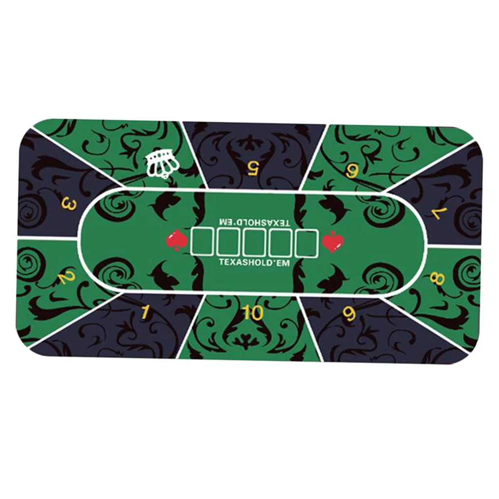 Folding Poker Table Top Mat Professional Texas Portable Rubber Foam Poker Table Layout Gambling Players Game Layout Green