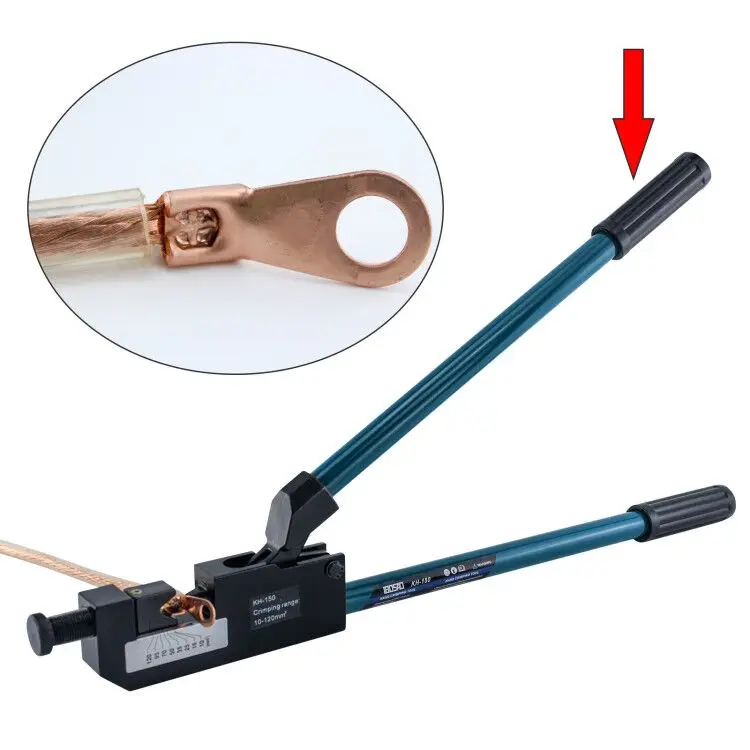 Wire Terminal Crimping Tool AWG 10-1/0 Cable Lug Crimper Cu Al Electrician Plier 