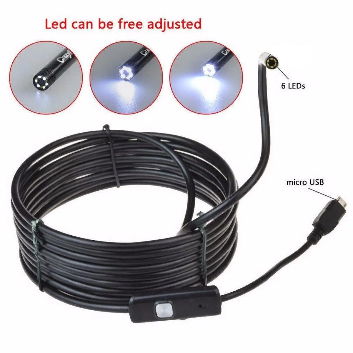

Education Inspection Camera Equipment 1.5m 8mm 6LED Endoscope Borescope with Side Audition Cable Surveillance