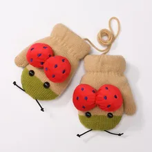 Зимние теплые детские перчатки, вязаные перчатки с героями мультфильмов, Детские перчатки для мальчиков и девочек