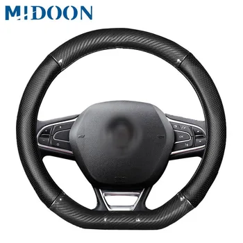 

MIDOON Leather Steering Wheel Cover for Renault Clio Megane Alaskan Talisman Kadjar Kaptur Koleos Scenic Symbol Sandero Duster