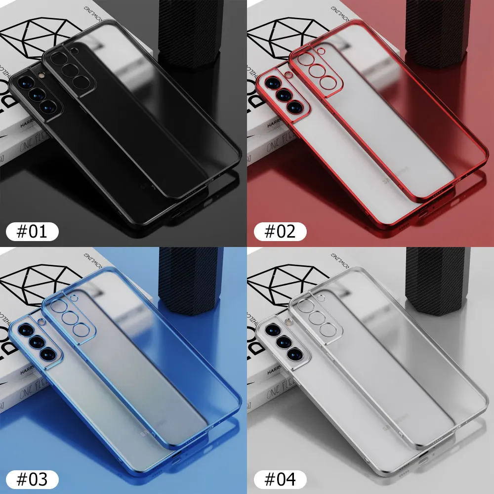 Galaxy S20 FE 5G wallet Cases Luxury Plating Square Frame Silicone Transparent Case For Samsung Galaxy S21 FE S21 S22 Ultra S21 Plus Coque Clear Back Cover Galaxy S20 FE 5G flip Cases