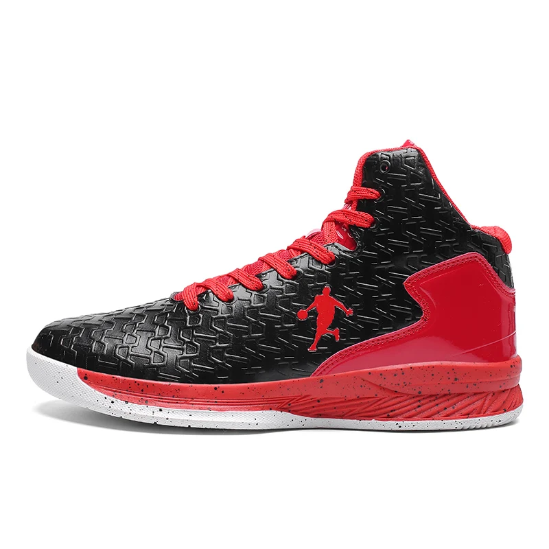black red Мужские баскетбольные кроссовки Jordan с высоким берцем, амортизирующий светильник, баскетбольные кроссовки, противоскользящие дышащие спортивные кроссовки Jordan - Цвет: black red