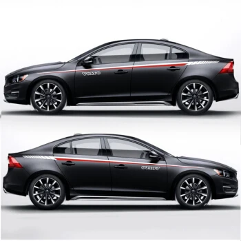 Black car Автомобильный стильный спортивный автомобильный стикер для Volvo S60 V60 S80 XC60 XC90 Спортивная наклейка для тела авто наклейки - Название цвета: Black car