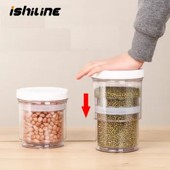 

850-1400ml Capacity Adjustable Kitchen Storage Bottle Store Food Ingredient Candy Biscuit Storage Jar Home Organization