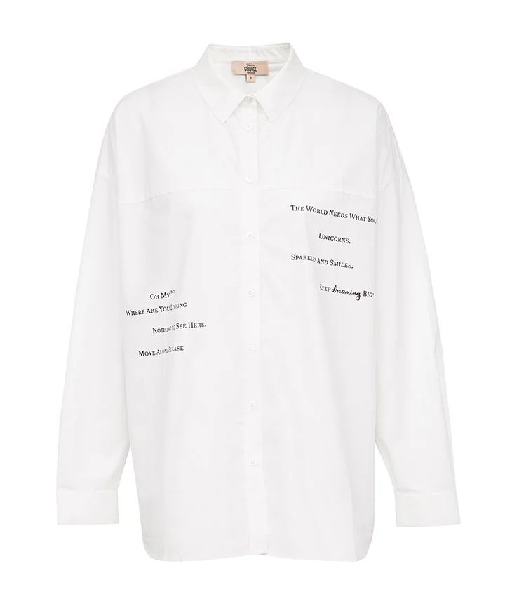 Vero Moda Новая женская хлопковая рубашка прямого кроя с принтом букв с открытыми плечами | 319305533