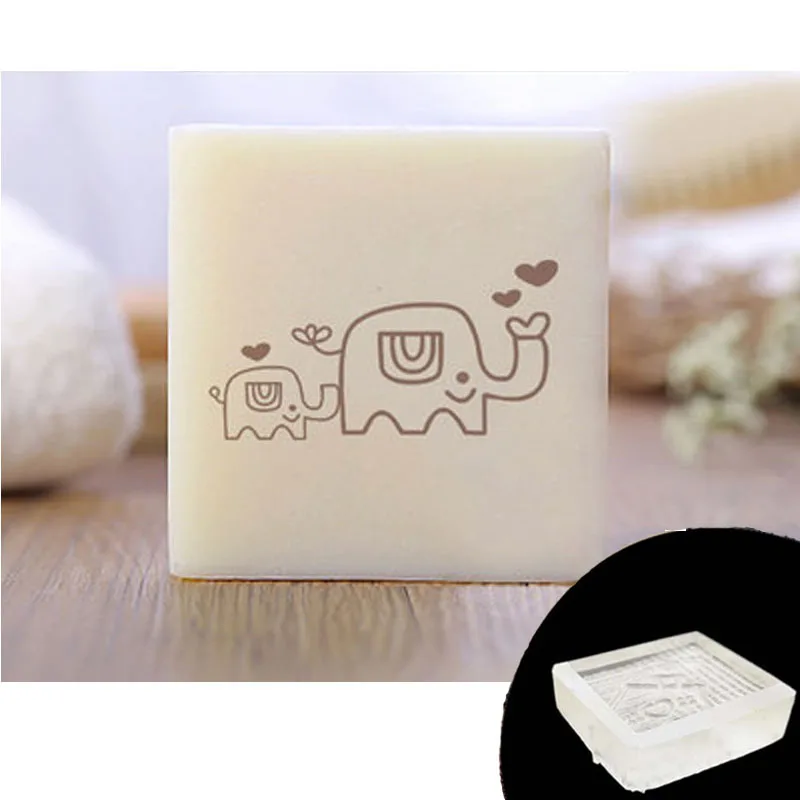 Transparent Natural Elephant Clear Soap Stamp, Cartoon Animal Soap Stamps, Acrylic Stamp, Custom for Soap and Cookie