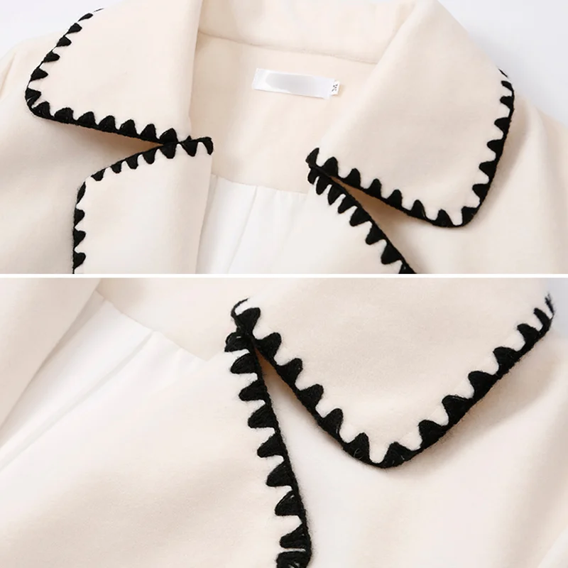 Autumn And Winter New Casual Fashion Women wool coat Loose Plus Solid Color Wavy Side With Wool Coat long