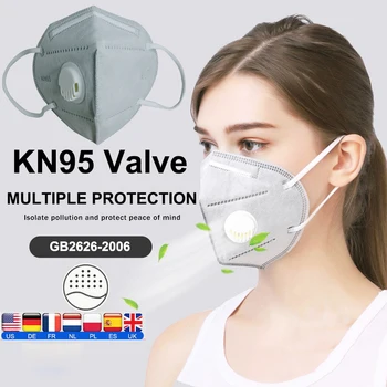 

Reusable KN95 Face Mask Valve Activated Carbon Filter muffle Anti-Dust Mouth Mask Gray Mascarilla kn95 mask Respirator Masks