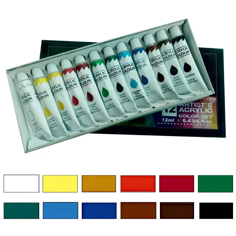 

12 Colors 12ML Tube Acrylic Paint set Art Painting Drawing Tools For Kids DIY