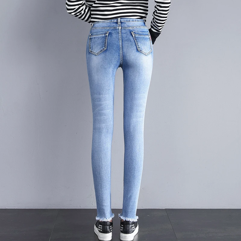 Jeans Woman Stretch Skinny Jeans With High Waist Women Washed Denim Ladies High Elastic Pencil Pants