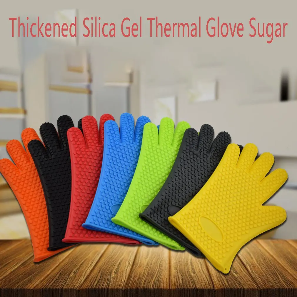 180G Thick Commercial Silicone Insulation Gloves Silicone Baking Anti-Scalding Waterproof Silicone Five-Finger Gloves
