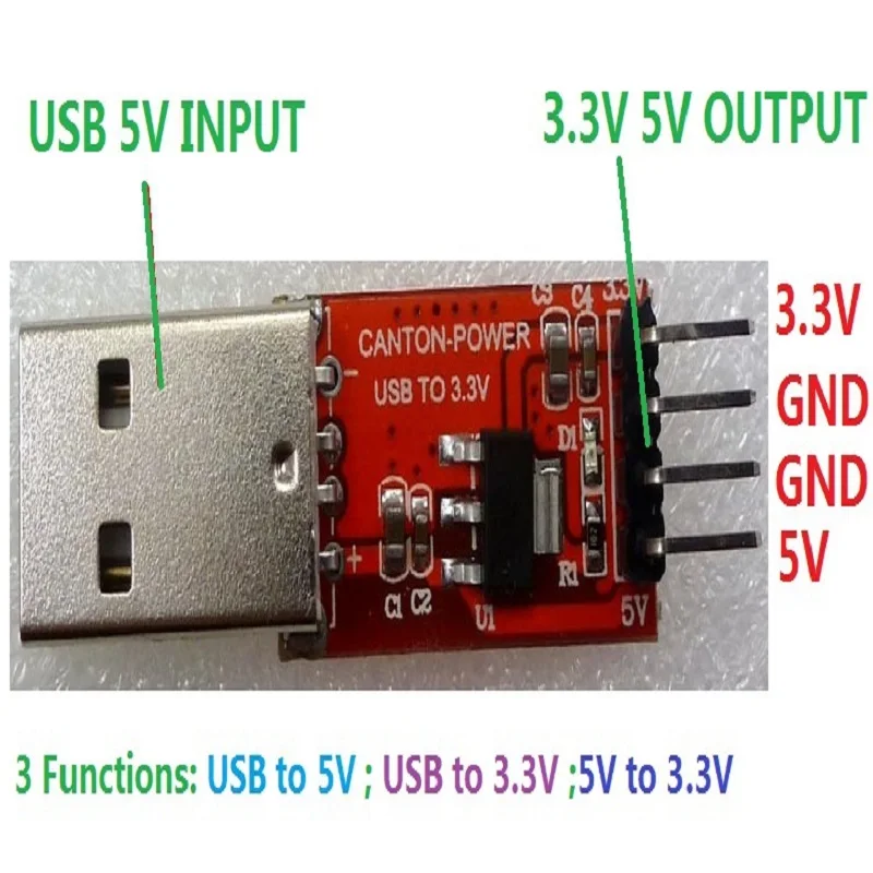 

CE009*2 2pcs DC-DC 4.5-7V to 3.3V USB Interface Multifunction Voltage converter Step Down Buck Module AMS1117-3.3V LDO Board