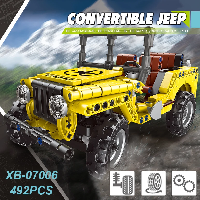 New XingBao 07006 TECHNIC Car Series The Convertible Jeep Sets Building Blocks Off-Road Car Bricks Compatible Legoings Juguetes