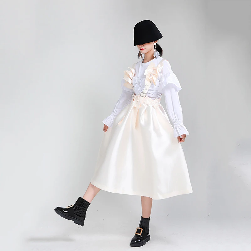 [EAM] Women Black Bow Split Joint Buckle Temperament Dress New Sleeveless Loose Fit Fashion Tide Spring Autumn 2020 1Z663