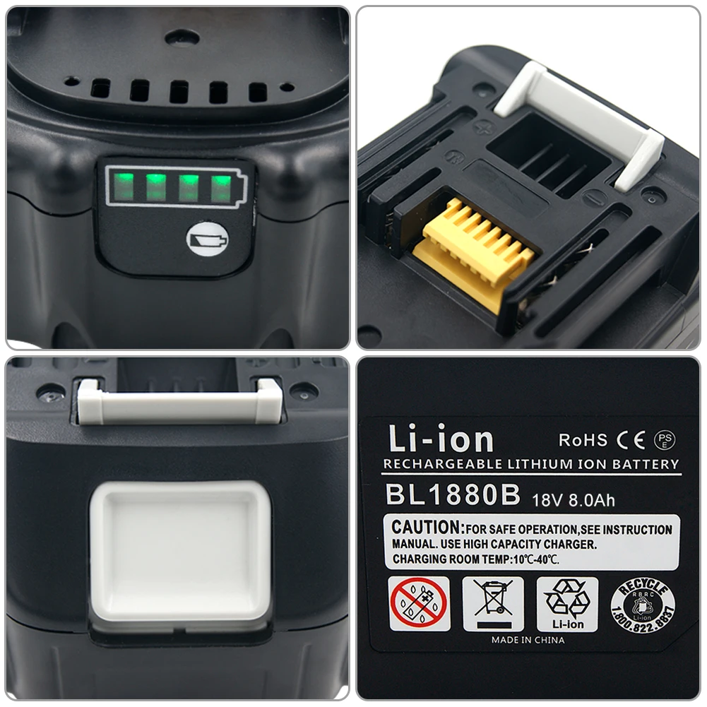 Recarregável para Makita Única Célula Equilibrada Proteção Li-ion Ferramenta Elétrica Bateria Bl1850 Bl1860 Bl1830 6.0ah - 8.0ah 18v Bl1880b - Image 3