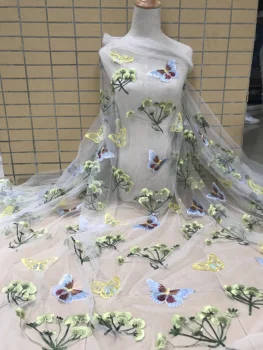 

nice looking feather embroidery tulle mesh lace fabric David-20.9803 with good quality for party dress