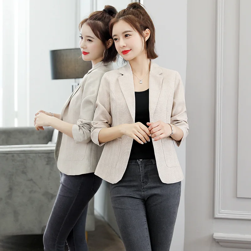 

One-Button Small Suit Coat Short 2019 Autumn Clothing New Style WOMEN'S Dress Korean-style Casual Long Sleeve Slim Fit Suit Fash