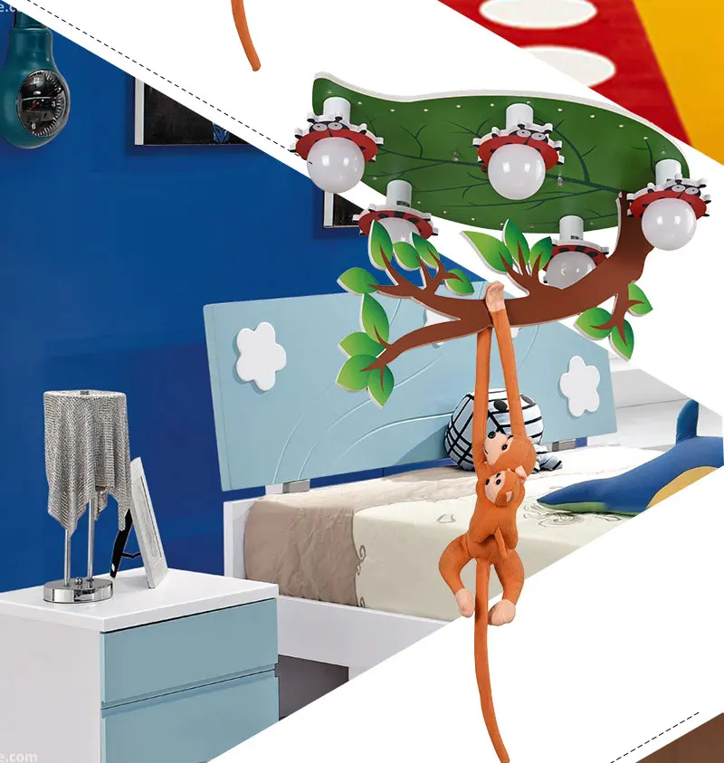 Скандинавский мультфильм люстра с Обезьянами огни E27 обезьяна скалолазание дерево детская спальня потолочные лампы Современные бытовые художественные светильники